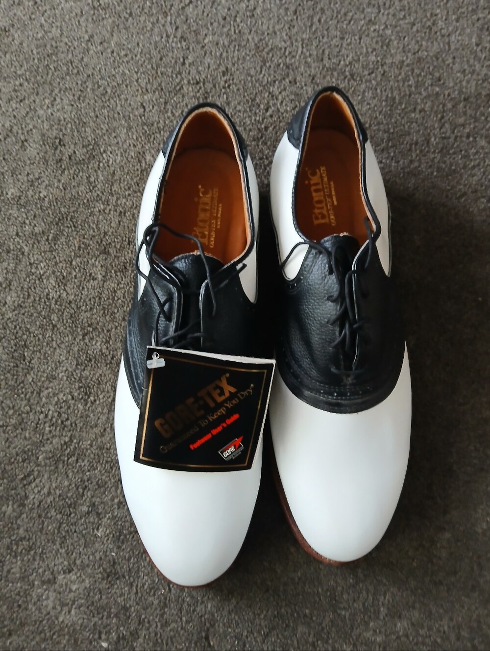 Etonic Men’s Classic Two-Tone Black & White Saddle Golf Shoes Size 11 D - Picture 3 of 8
